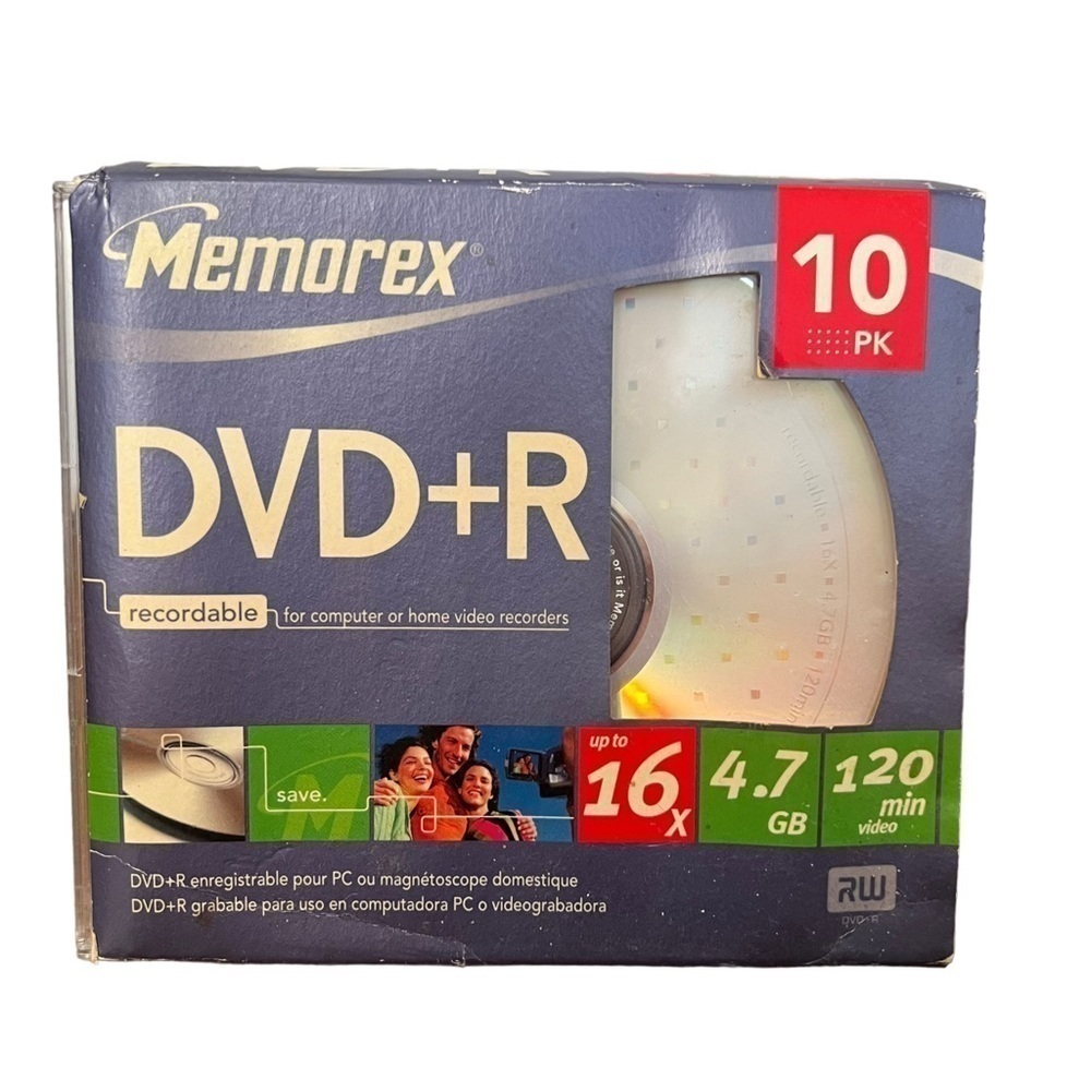 Memorex DVD+R 10 Pack Slim Jewel Cases
